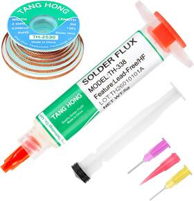 Tang Hong 313019842890 Solder Flux Paste And Wick Braid No Clean Soldering 5ml 10ft Deso