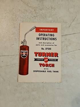 Lp500 Turner Vintage Torch With Disposable Fuel Tank Operating Instructions