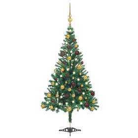 3077487 Vidaxl Christmas Tree Holiday Artificial Xmas With Leds And Ball Set