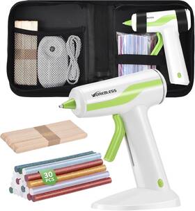 Workbless 000491250210 30pcs 0.28ftft Hot Glue Gun And Sticks Set Cordless With 2ah