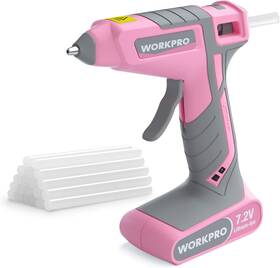 125194 Workpro Pink Cordless Hot Melt Glue Gun 7.2v Rechargeable Fast