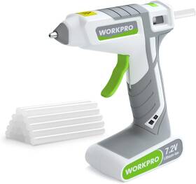 125349 Workpro 7.2v Cordless Hot Melt Glue Gun Rechargeable Fast Preheating White