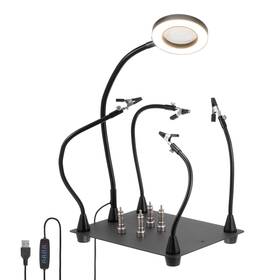 Zaplyte 731618501404 Soldering Circuit Board Holder With 3x Magnifier Light 4 Flexible Gooseneck Arms