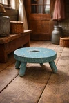 Wooden Milking Stool Rustic Plant Stand Farmhouse Primitive Blue Green Teal. Fixed Price $165.00.