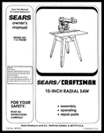 Sears Craftsman 10" Radial Saw 113.196380 Instruction Manual: Pages. Fixed Price $19.95.