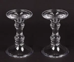 Candle Holders Clear Glass For Taper 3"D Pillar 4.5"DX6.75" High SET/2. Fixed Price $15.88.