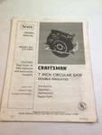 Sears Craftsman, Model 315.10970 1/4" Circular Saw Owner's Manual.. Fixed Price $6.66.