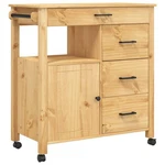 Kitchen Trolley Rolling Cart On Wheels Living Room Solid Wood Pine Vidaxl. Fixed Price $254.99.