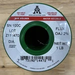 Aim SN100C Oaj 2% Lead-free Water-soluble Wire Solder, .020" Dia., Lb. Spool. Fixed Price $42.00.