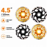 4.5" Diamond Cup Wheel Wet Dry Double Row Turbo Concrete Masonry Angle Grinder. Fixed Price $19.99.