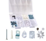 24-SET Mirror Holder Kit, Includes Teardrop, Rosette, Square And Offset Clips.... Fixed Price $27.99.