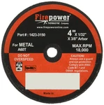 Firepower 1423-3182 Type Abrasive Cut-off Wheel For Metal, 4-INCH Diameter, 1/. Fixed Price $22.06.