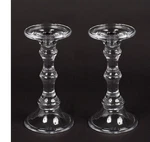 Holders Clear Glass For Taper 3"PILLAR Candles 4.5"DX9"HIGH Set Of 2. Fixed Price $19.88.