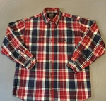 Gravel Gear Flannel Shacket Shirt Mens Size Large Lined Plaid Red White Blue. Fixed Price $26.67.