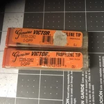 (2) Genuine Victor 0333-0262 Cutting Torch Tip 0-GPP Propylene (LPW28I). Fixed Price $19.99.