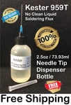 2.5OZ / 73.93ML Kester 959T No Clean Liquid Flux Needle Tipped Bottle. Fixed Price $12.99.