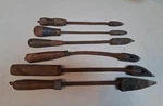 Antique Vintage Set Of 6 Copper Head Wood Handle Soldering Irons Steel Shank. Fixed Price $25.00.