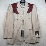Deadstock Western Suit Rockabilly Stage Cowboy Yoke Cream Burgundy 44R 36. Fixed Price $149.00.