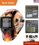 Solar-powered Welding Helmet With 4/9-13 Adjustable Shade Flame Skull Design. Fixed Price $63.89.