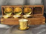 Captain Brass Anchor Cup & Saucer Set Nautical Gift Wood Case Box. Fixed Price $59.08.