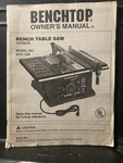 Benchtop 10" Table Saw Owner's Original Manual Model BTS-10B. Fixed Price $15.00.