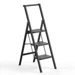 3 Ladder, Slim Folding Steps Stool With Handrail, Iron Foldable Black La.... Fixed Price $76.39.