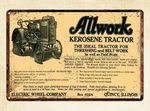 1922 Allwork Kerosene Tractor Electric Wheel Co Quincy Illinois Metal Tin Sign. Fixed Price $19.43.