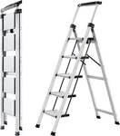 5 Step Ladder, Retractable Handgrip Folding Stool With Anti-slip Wide Pedal. Fixed Price $139.87.