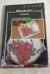 Wonderart Kit 9070 Rose Lattice 4 Pre-finished Napkins Cross Stitch Embroidery. Fixed Price $20.00.