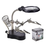 3-HAND Soldering Iron Stand Magnifying Glass Led Alligator Clip Holder Repair. Fixed Price $13.89.