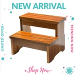 Wooden 2 Step Stool Heavy Duty Ladder 450LB Capacity Acacia Kitchen Bath. Fixed Price $50.00.