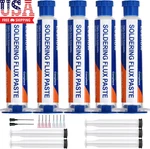 5-PACK No Clean Solder Flux Paste 10ML Each With Plunger & Dispensing Heads, Hig. Fixed Price $27.00.