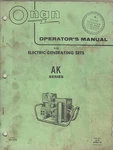 1976 Onan Ak Series Electric Generating Sets P/n 925-0120 Operator Manual (529). Fixed Price $21.98.