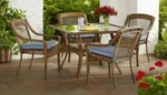 Hampton Bay Spring Haven 45-IN Square Outdoor Patio Dining Table, Brown/glass. Fixed Price $150.00.