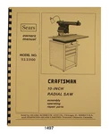 Sears Craftsman 113.23100 Inch Radial Arm Saw Op & Parts Manual #1497. Fixed Price $17.50.