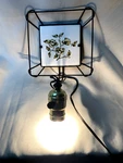 Vtg Atco Tile W/ Green Flowers Wrought Iron Wall Light - A1224. Fixed Price $15.00.