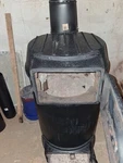 King-o-heat Cast Iron Black Freestanding Wood Stove Radiant Floor Heating. Fixed Price $600.00.