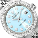 26MM Rolex Datejust Custom Jubilee Band Diamond Bezel Light Blue Dial Watch. Fixed Price $6930.00.