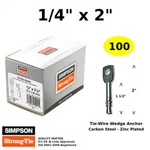 Eye Bolt 1/4" X 2" Hook Closed Tie Wire Concrete Wedge Anchors 100. Fixed Price $24.00.