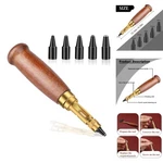 Automatic Screw Hole Punch Tool 6 Tips Leather Wood Handle Belt Craft Paper Diy. Fixed Price $16.95.
