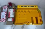 Master Lockout Station With 4- A1100 American Padlocks Tags & Clasps. Fixed Price $76.49.