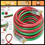25FT 1/4" Oxy Acetylene Welding Hose Twin-line With 9/16"-18 B Fittings Grade. Fixed Price $61.99.
