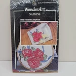 New Sealed Wonderart Set Of 4 Rose Lattice Napkins Cross Stitch Kit 9070. Fixed Price $12.99.