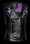 Milwaukee Leather Women's Black Vest W/ Reflective Tribal Design - Usadd. Fixed Price $144.99.