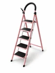 Heavy Duty Folding Step Ladder W/ Handrail 3FT & 5FT Anti-slip Black/pink. Fixed Price $63.99.