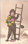 Rppc Studio Pose Young Child With Flowers & Step-ladder Prop 1931. Fixed Price $7.99.