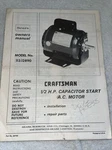 Sears Band Saw Model 113.12890 Owners Manual 1/2 Hp Capacitor Start Motor. Fixed Price $12.99.