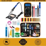 Soldering Iron Kit, 60W Adjustable Temperature, Digital Multimeter, 5PCS Tips,. Fixed Price $21.99.