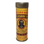 Sam Katz Oxygen Catarrah Tablets Tin Cylinder Chicago Illinois Quack Medical 3". Fixed Price $20.70.