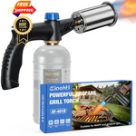 Powerful Propane Torch Gun Ergonomic Handle, One-touch Ignition, Silver Black. Fixed Price $34.98.